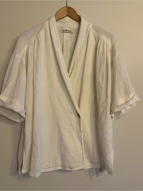 We The Free Cream Wrap-Front Gauze Blouse